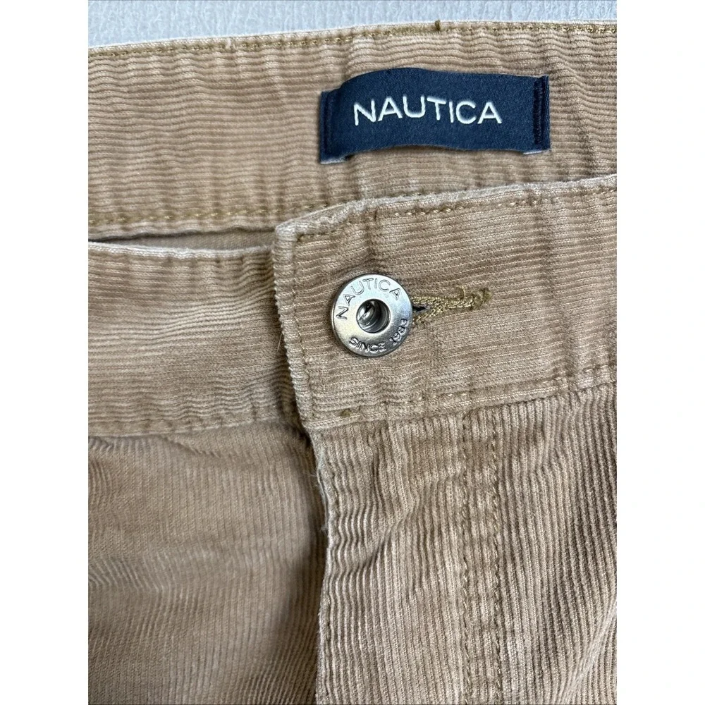 Nautica Pants Men's Size 38x32‎ Brown Corduroy Straight Fit Stretch Casual